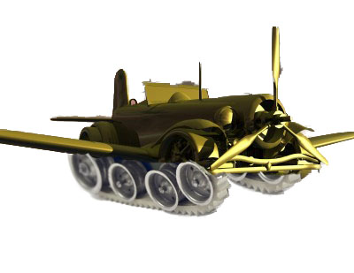Car with Wings and Tank Treads