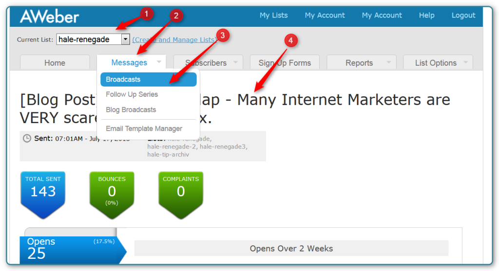 AWeber - Double Broadcast Email Open Rate - Save Email as a Template