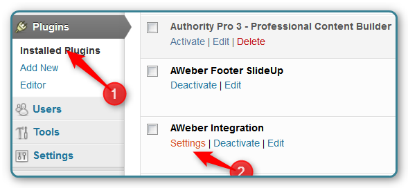 WordPress and AWeber Integration - Find Settings
