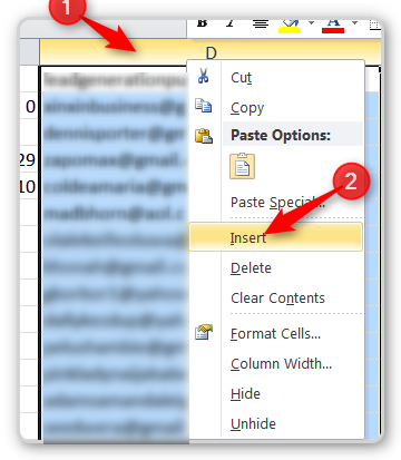 RTM and CRM Create a blank column